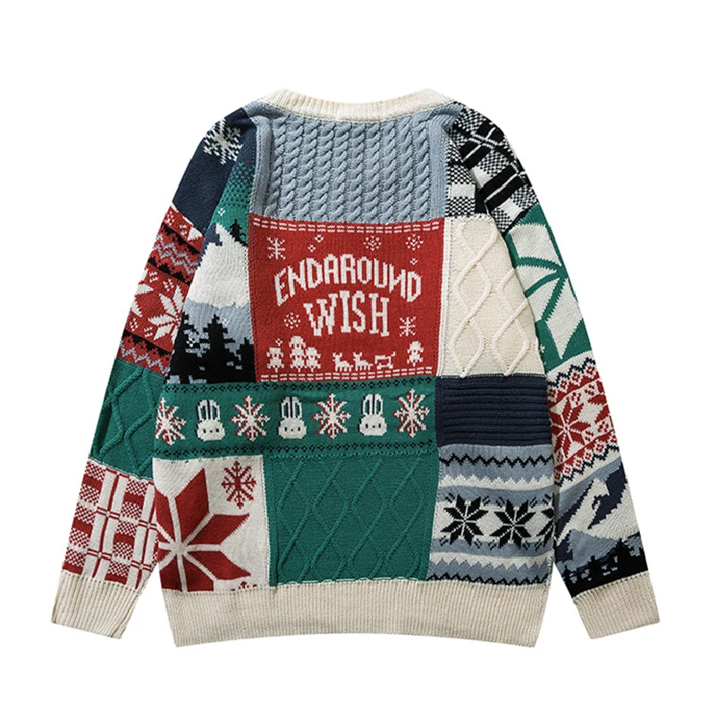 Уродливый Рождественский свитер милые топы в стиле Харадзюку с кроликом мужской