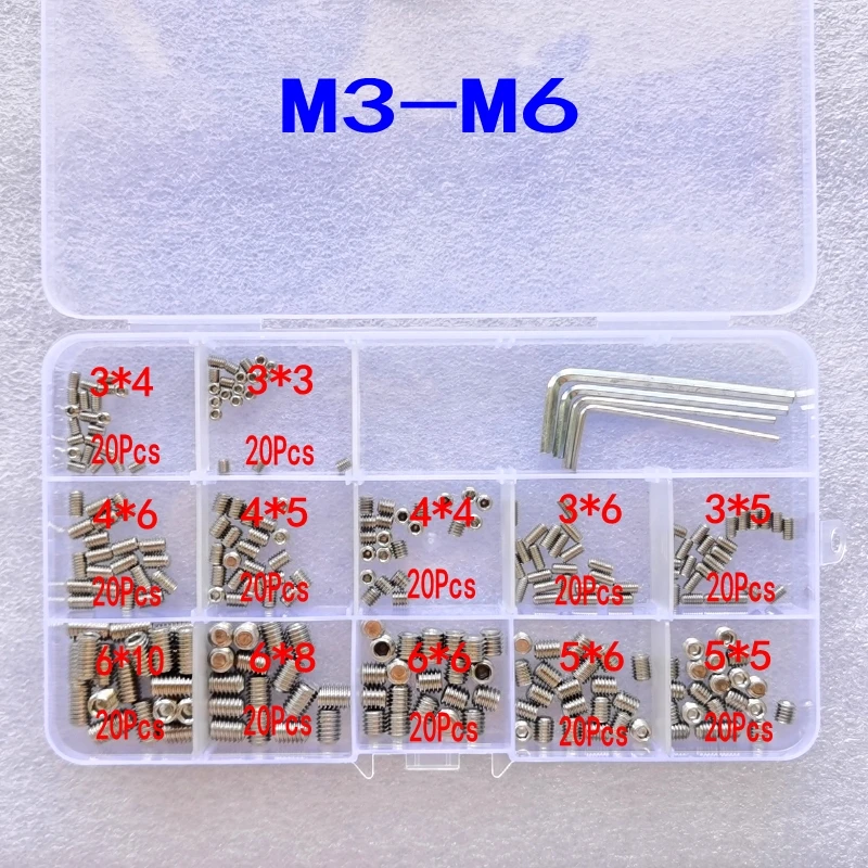Набор винтов M3 M4 M5 M6 12 9 из нержавеющей стали с шестигранной головкой