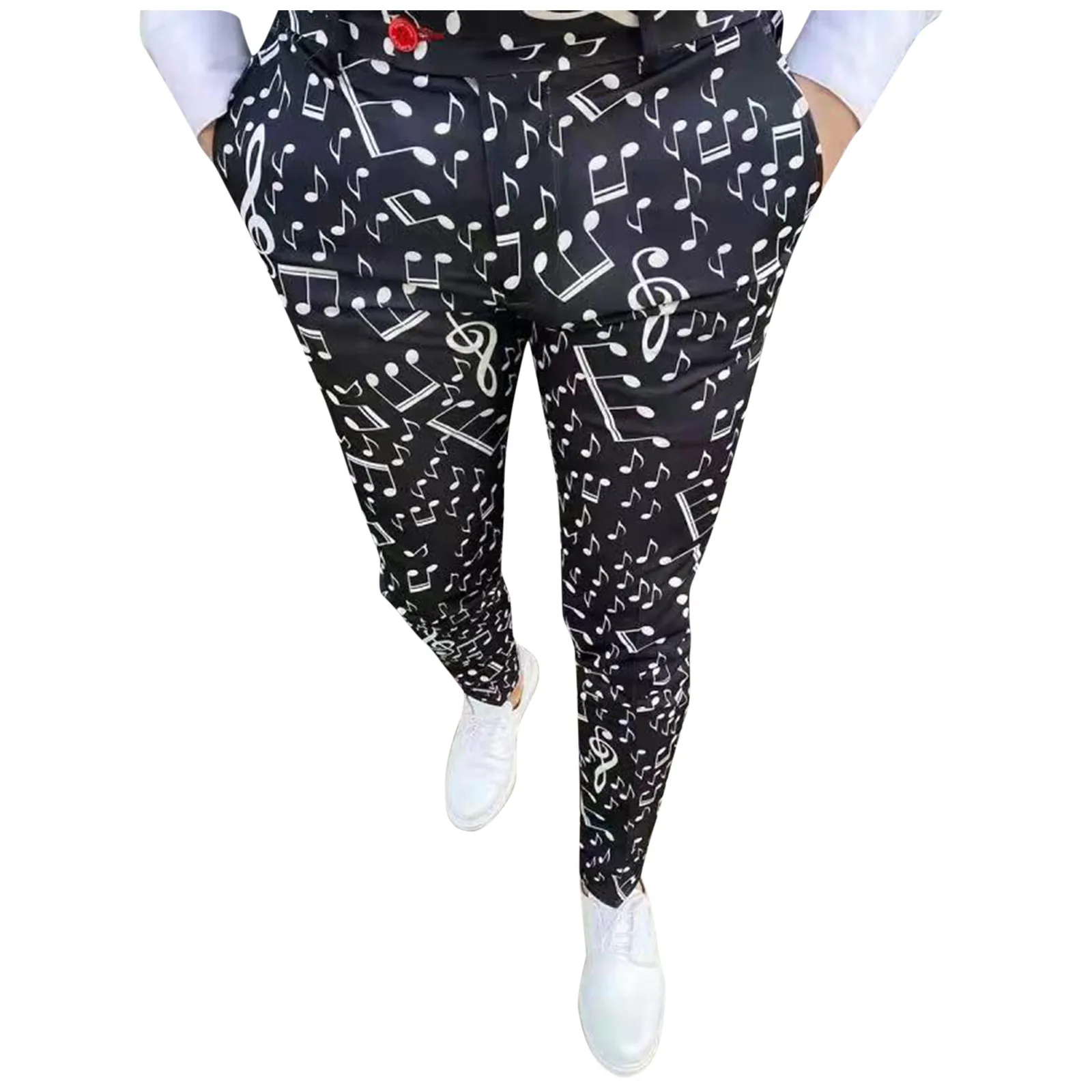 

Pants Men's Pencil Elastic Casual Waist Zipper Skinny Pants Print Trousers Men's pants Men's clothing