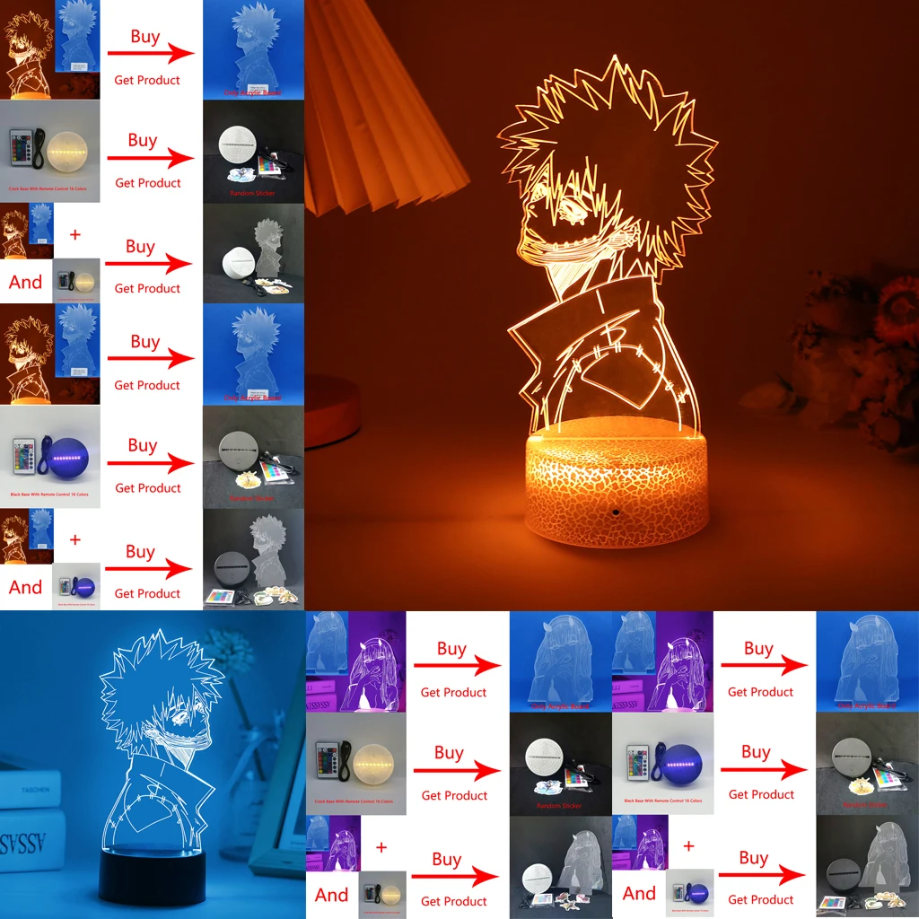 

Светодиодный ночсветильник My Hero моя геройская академия, аниме-фигурка, лампа атаки на титанов, стандартная декоративная основа и акриловая ...