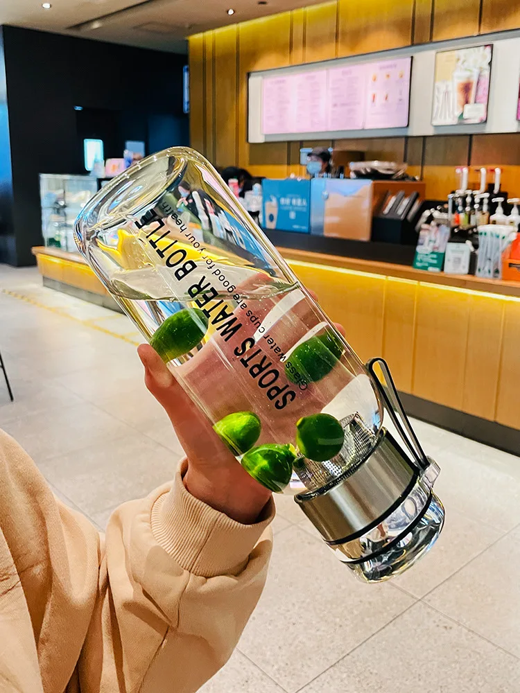 2 л стеклянная бутылка для воды с ремешком спортивные бутылки портативная