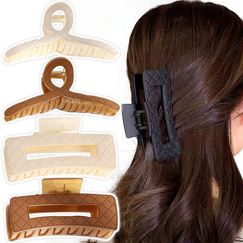 

Ladies New Hair Claw Crab Clip Pu Leather Large Size Hair Clip Headdress Ladies Hair Accessories Trendy Headdress