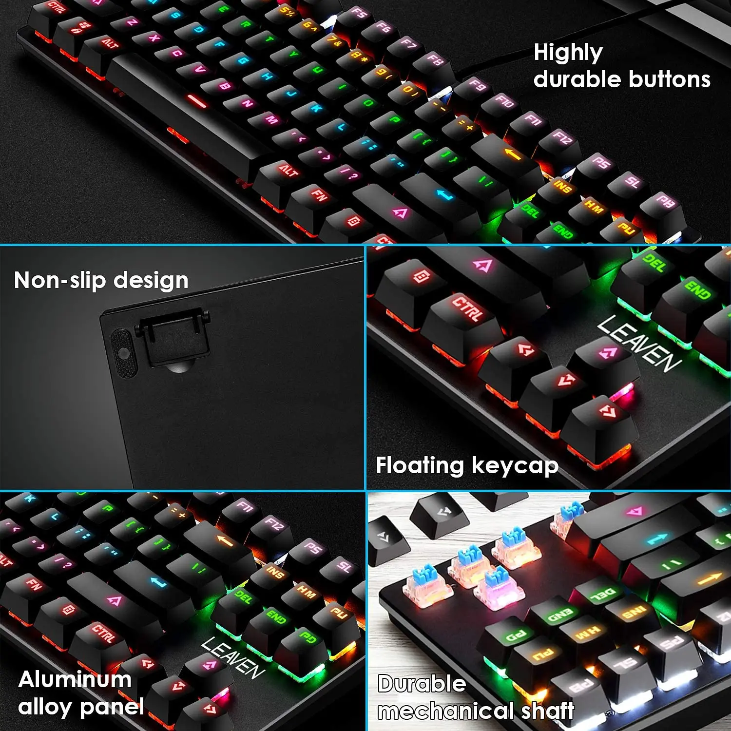 gaming mechanical keyboard 87 keys wired usb game keyboards rgb mix backlit blue switch teclado mecánico for laptop pc mouse free global shipping