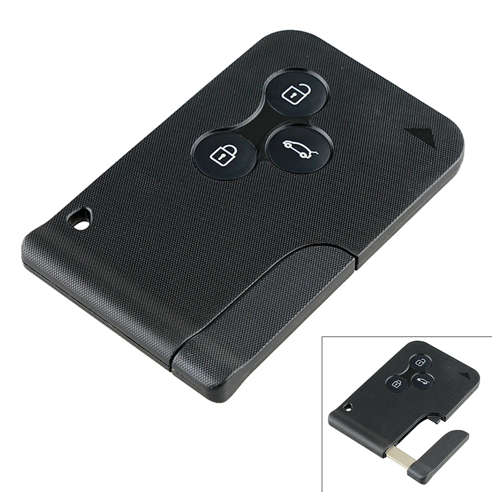 

433MHz 3 Button Remote Smart Car Key with ID46 PCF7947 Chip and Emergency Insert Blade Card for Renault Megane Scenic 2003-2008