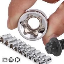 Torx 스타 렌치 소켓 헤드, 드라이브 CR-V 합금 녹슬지 않는 E형 소켓 세트, E10-E24 스타 암 소켓 수리 도구, 1/2 인치, 1 개
