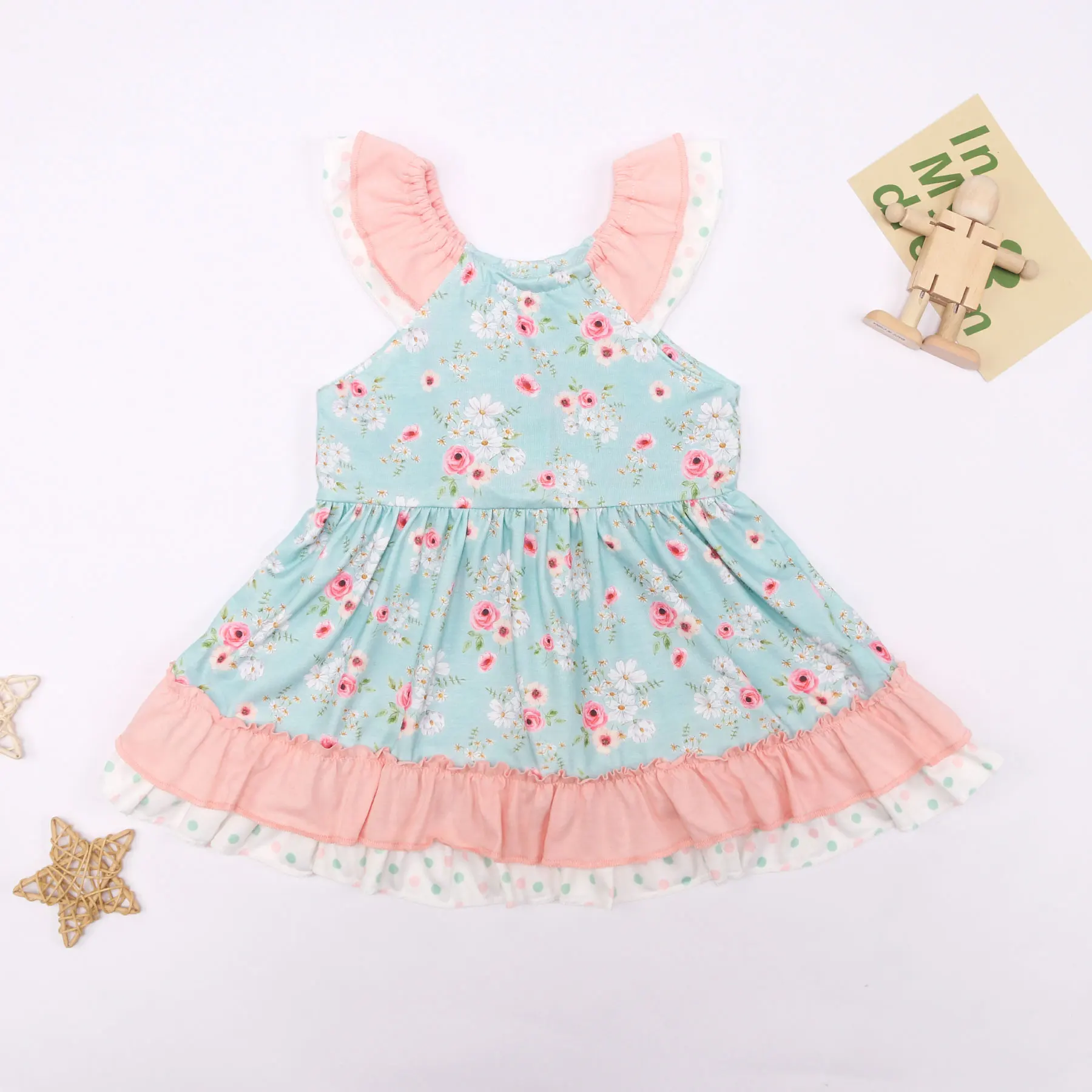 

New Arriving Casual Wear Toddler Petticoat Baby Girls Clothes Dress 1-8T Sleeveless Outfits Pink Bodysuit Princess Flower Skirt