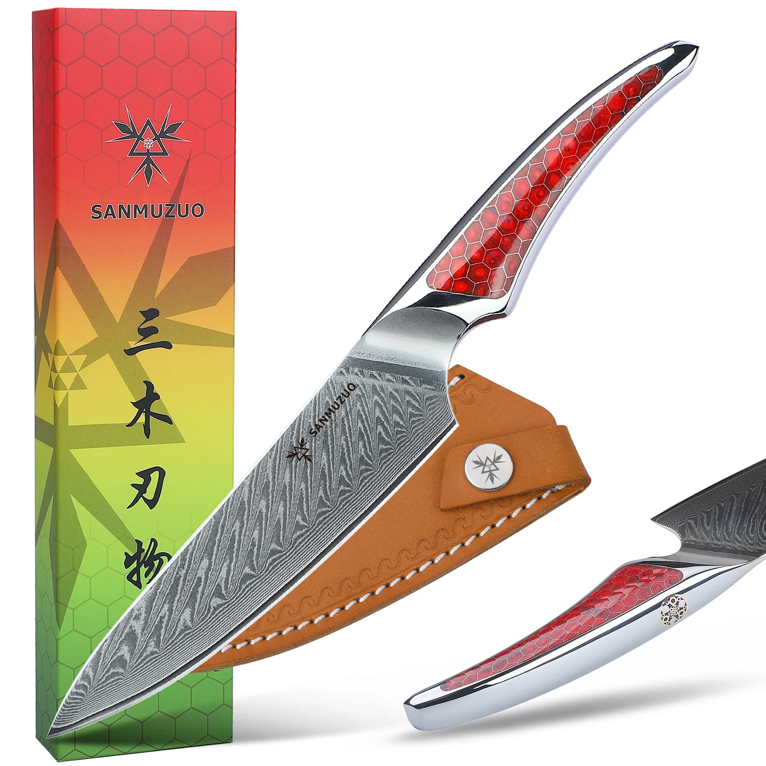5-дюймовый универсальный нож SANMUZUO японский кухонный из дамасской стали ручка