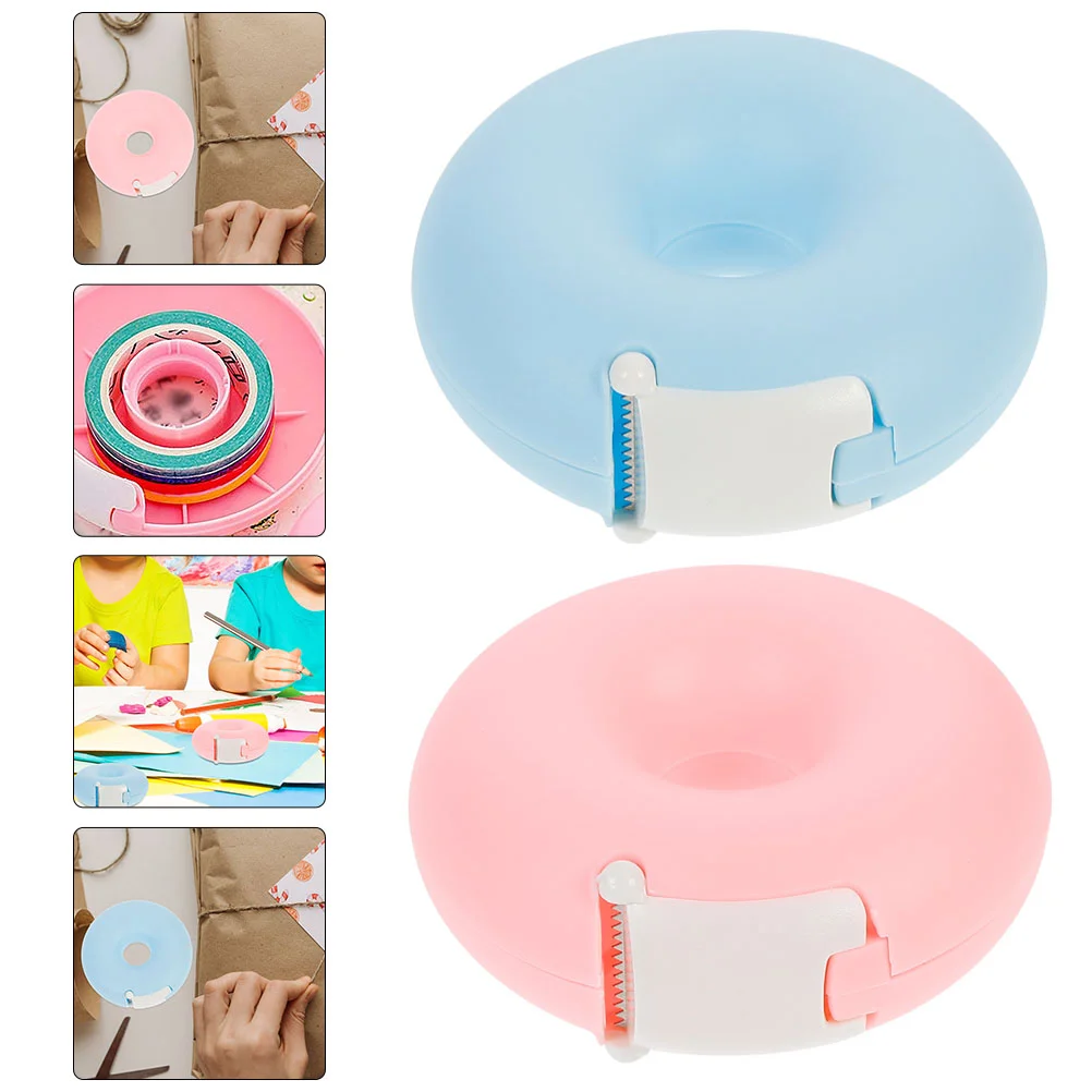 

2Pcs Useful Office Desktop Tape Cutters Mini Plastic Washi Tape Dispensers