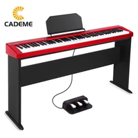 portable 88 weighted key electronic keyboard red digital piano with black wood standusb connect2 stereo speakerslcd screen