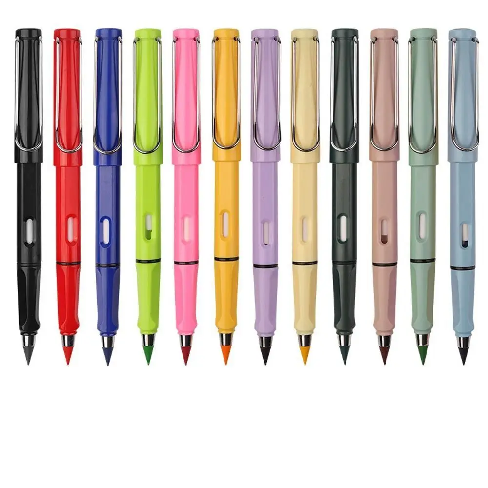 

12PCS Ink Free Unlimited Writing Pencil Colorful HB Everlasting Pencil Head Replaceable Pen Tip Infinite Writing Eternal Pencil