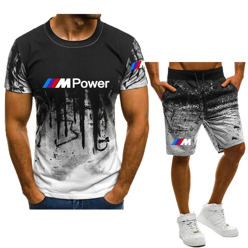 Футболка и шорты мужские с градиентным переходом в стиле хип-хоп |