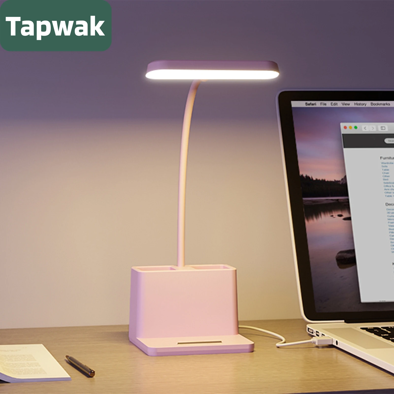

Tapwak Cute Desk Lamp for Girls Dimmable Table Lamps USB Reading Lamp Small Desk Light Bedside Night Light Home Office Bedroom
