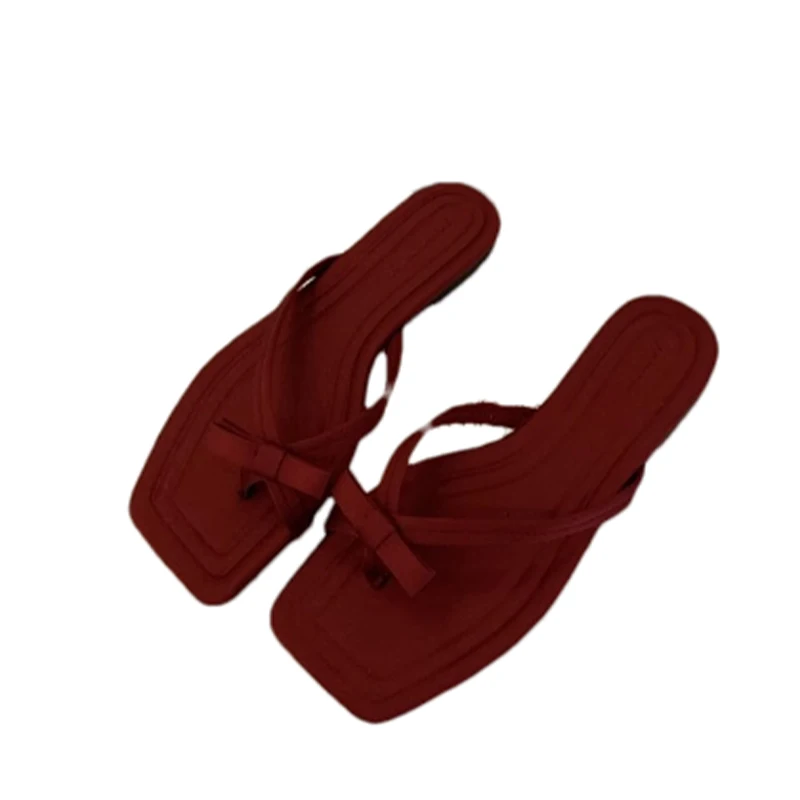 Тапочки на плоской подошве с бантом модная женская обувь повседневные летние