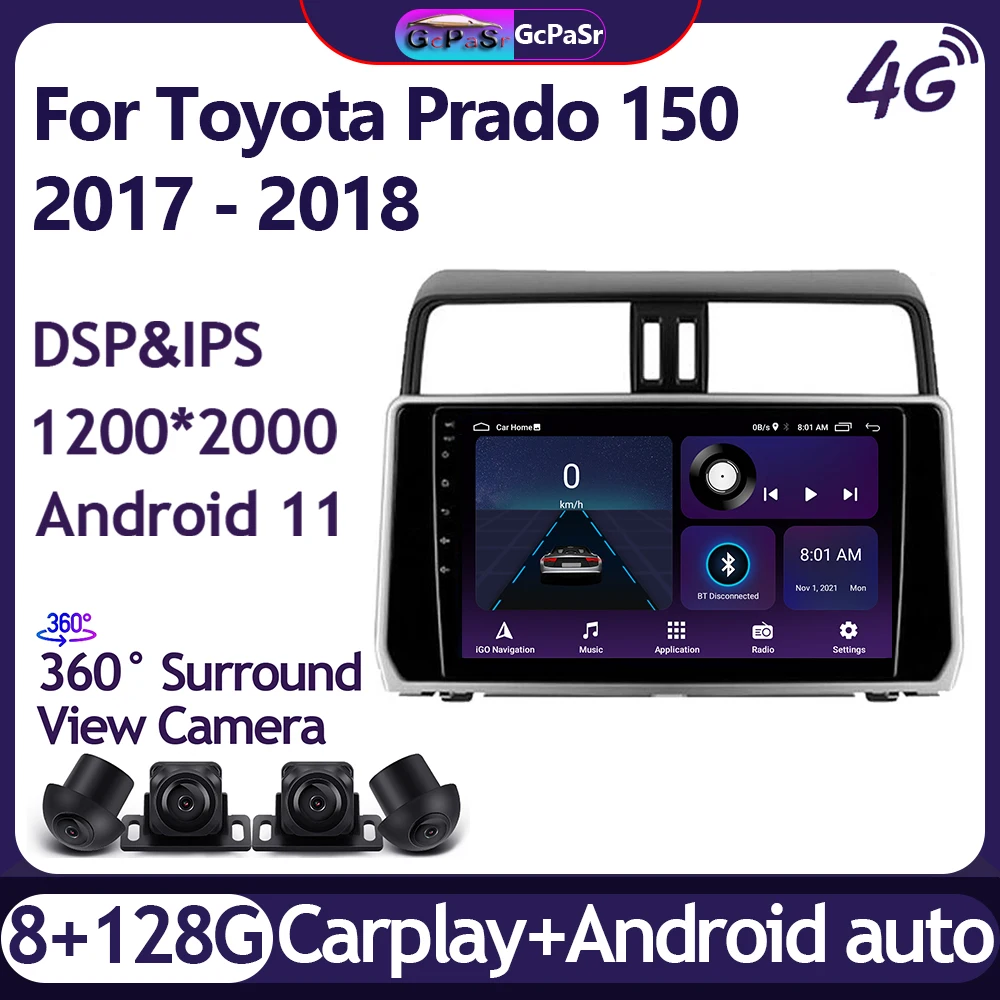 

Автомагнитола для Toyota Land Cruiser Prado 150, 2017- 2018, Android 12