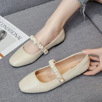 celebrity pearl pleated elastic band mary janes woman flats ballerina sneakers women shoes soft bottom moccasins plus size 40 43