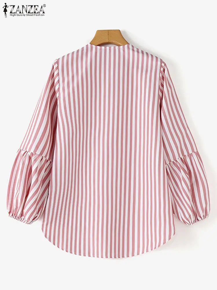 Осень 2024 рубашки ZANZEA в мусульманском стиле хиджаб с рукавами-фонариками