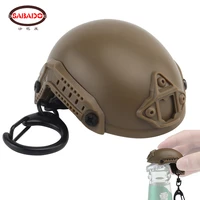 new mini fast helmet keychain bottle cap opener backpack decoration military fans collectibles tactical key ring gift dummy toy