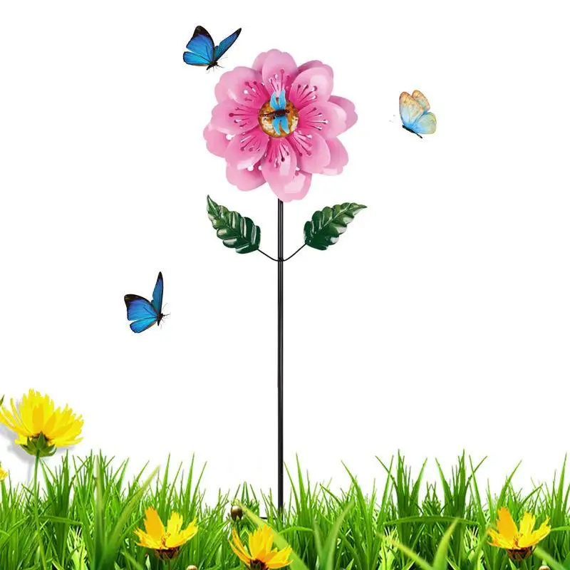 

Peach Blossom Wind Spinner Garden Yard Windmill Wind Spinner With Dragonfly For Outdoor Yard Lawn Pinwheel Garden Decorations