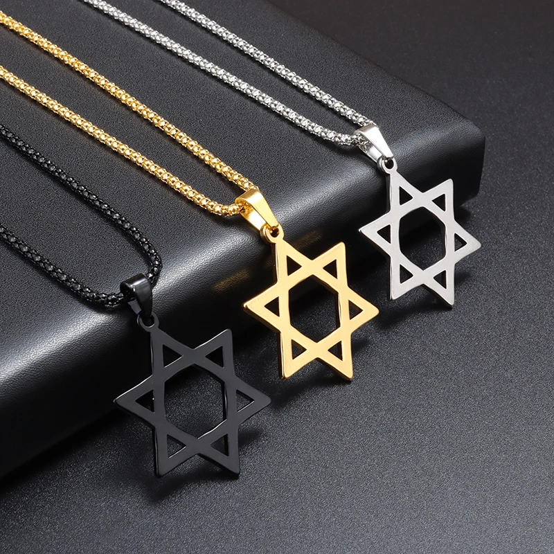 Trend Classic Hexagram Star of David Pendant Necklace for Men Casual Jewelry Gift