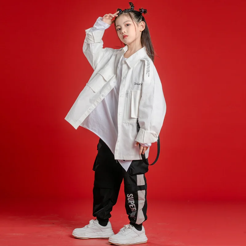 Kids Hip Hop Jazz Dance Costume Black White Shirt or Pants for Girls Boys Hip Hop Clothes Street Dance Stage Show Dancewear