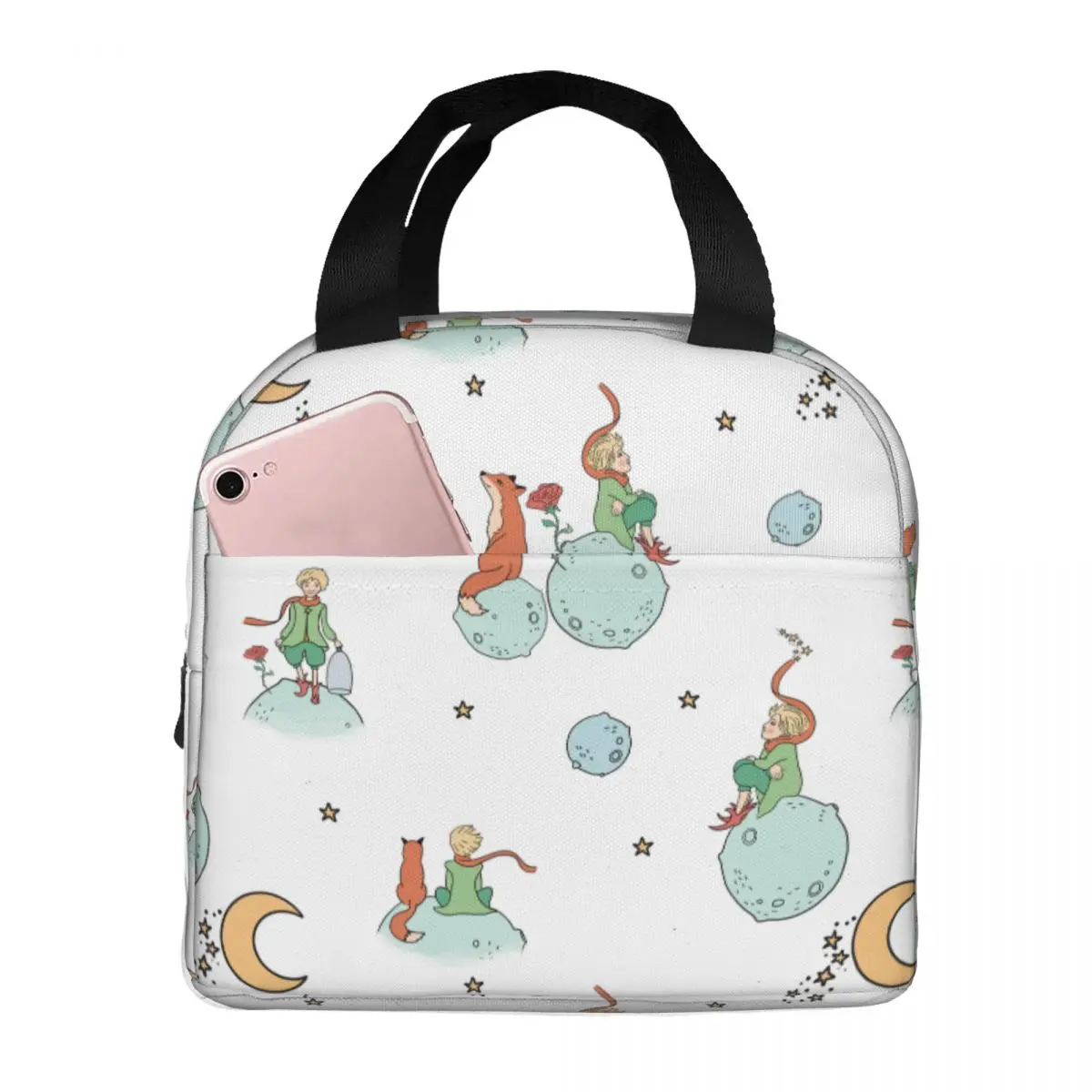 Lunch Bags for Women Kids The Little Prince Fox And Stars Cute Insulated Cooler Bag Portable Picnic Oxford Tote Food Bag