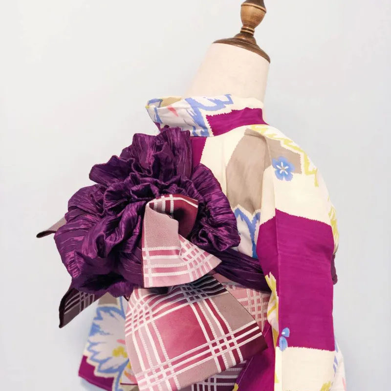 Кимоно женское однотонное в японском стиле юката с Оби классическое кимоно гейши