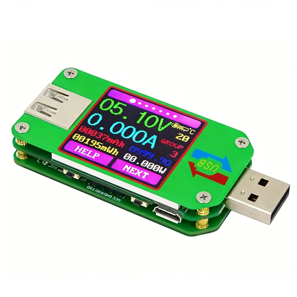 Фото (FDDT) UM24 USB LCD-дисплей, вольтметр, амперметр, измеритель напряжения и тока заряда батареи, мультиметр, кабельный измеритель-тестер, без Bluetooth №3