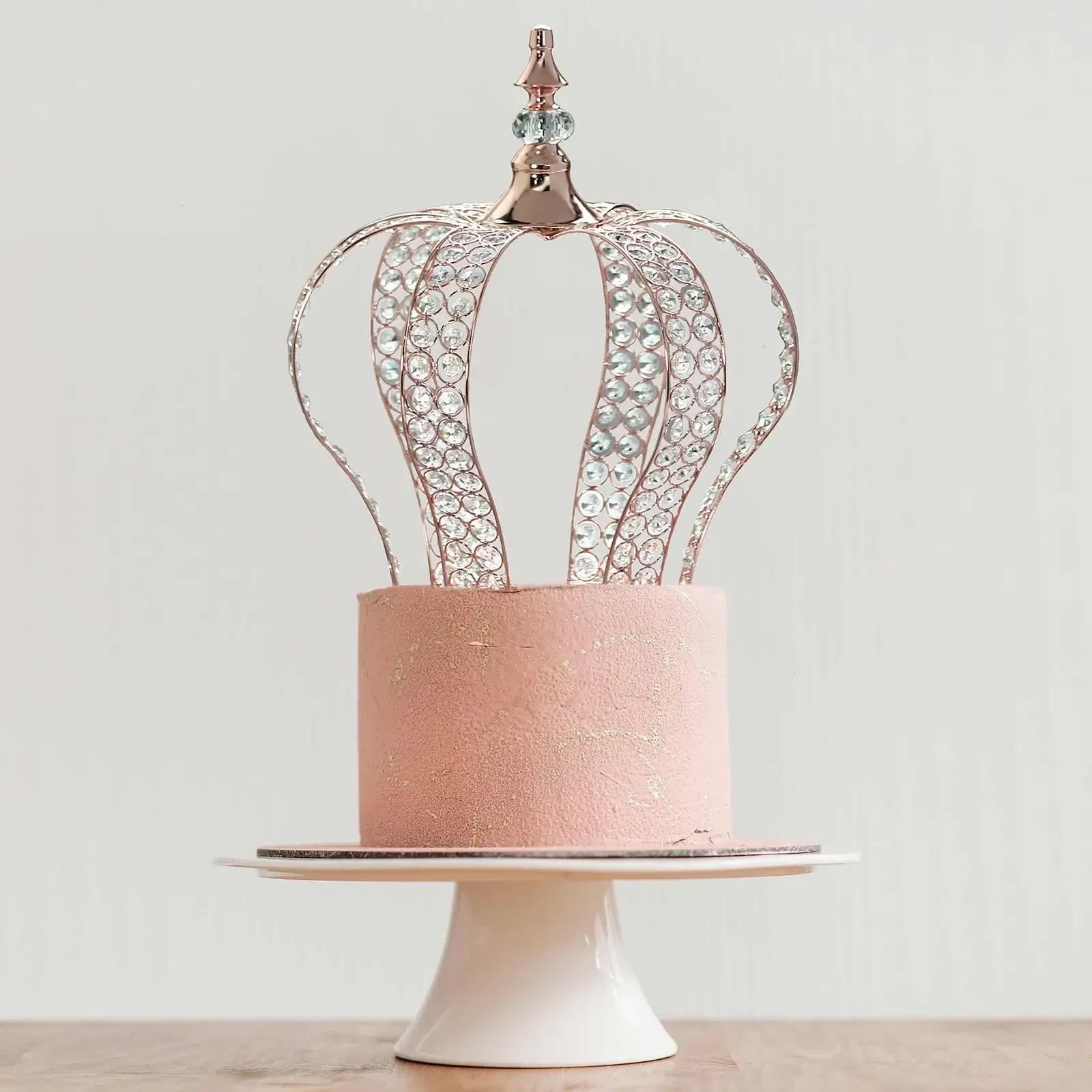 

16" Rose Gold Crystal Metallic Royal Crown Cake Topper with 204 Acrylic Beads For Wedding Birthday Party Special Event