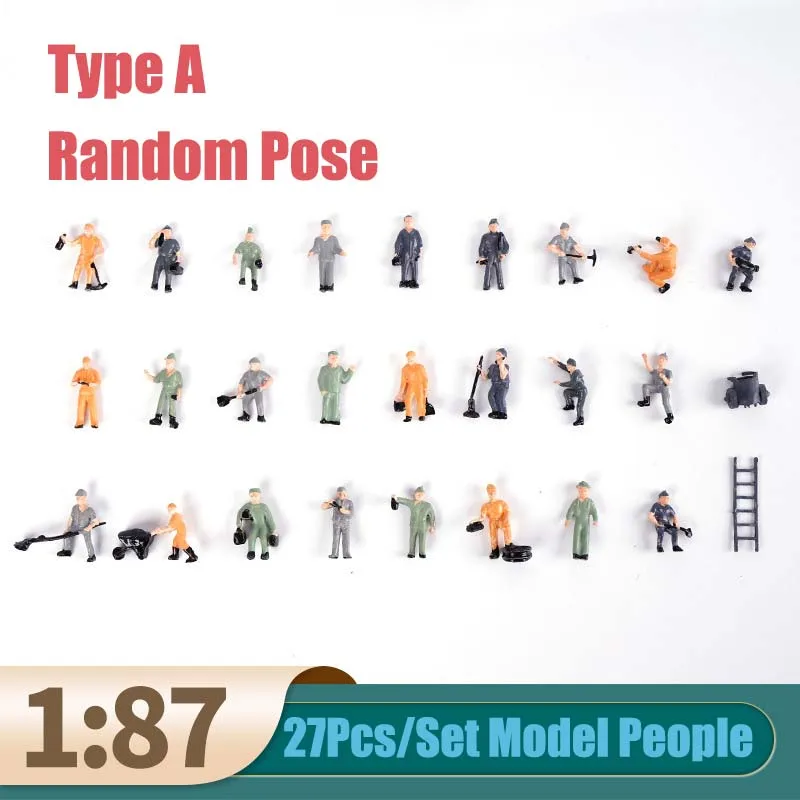 

25Pcs 1:87 HO Scale Model Train Track Railroad Worker People Figures Landscape Scenery DIY Miniature Figures with 2pcs Tools