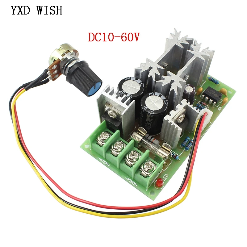 

20A PWM контроллер скорости двигателя постоянного тока 12V 24V 36V 48V с переключателем ручки потенциометра