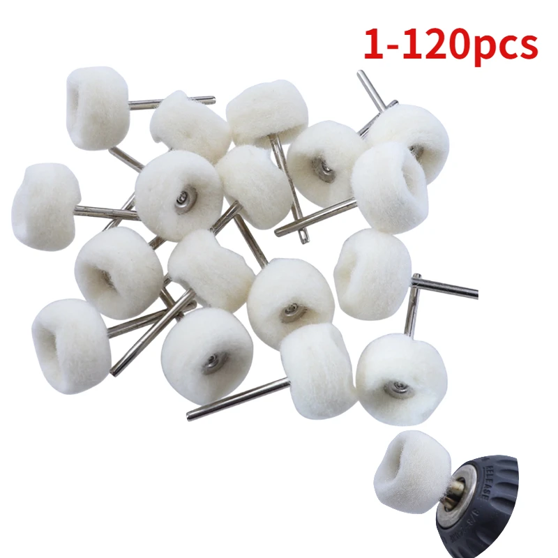 

1-120pcs 3mm Wool Felt Polishing Buffing Wheel Grinding Polishing Pad 2Pcs 3.15 mm Shanks for Dremel Rotary Tool Accessories