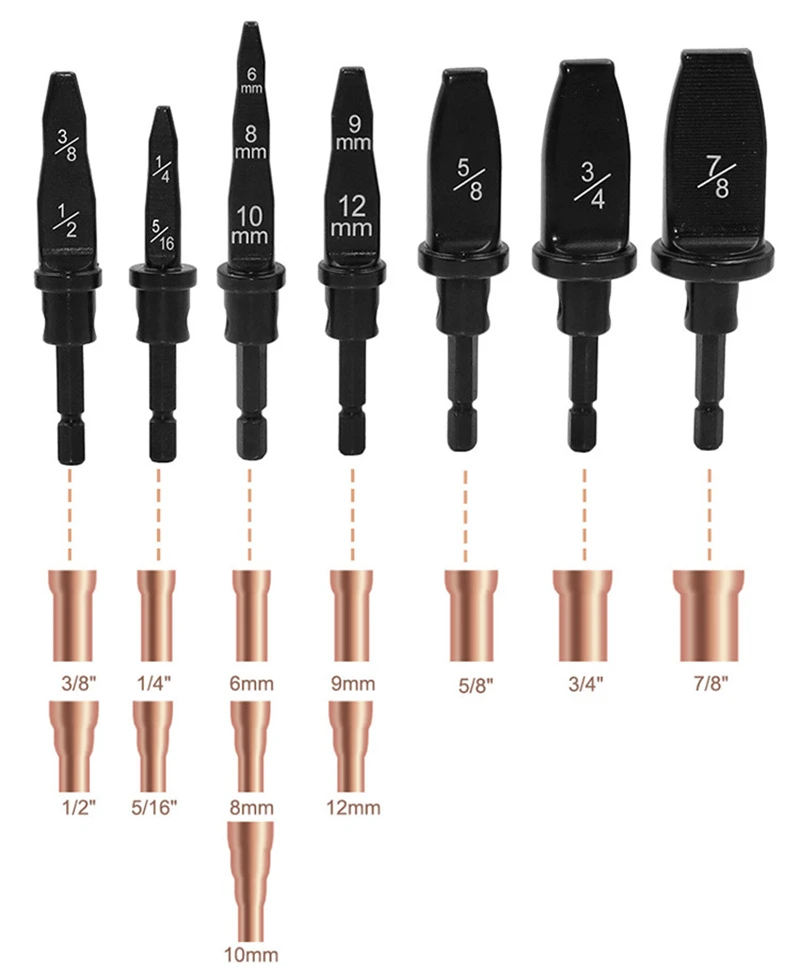Copper Pipe Drill Bits Flaring Hex Handle Practical Tube Expander Set Accurate Rotary Tool Durable Swaging Air Conditioner