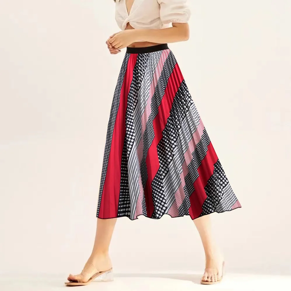

Summer Bohemian Skirt Women's Printed Beach Elegant Skirt Fashion Pleated A-line Dress Long Skirt for women 2023
