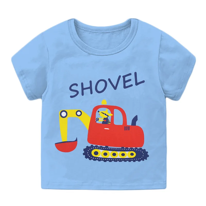 

ZWY1618 Summer Children'S Birthday Gift Clothing Kids Baby Boy Girl Character Pattern Short Sleeve T-Shirts Tops Tees