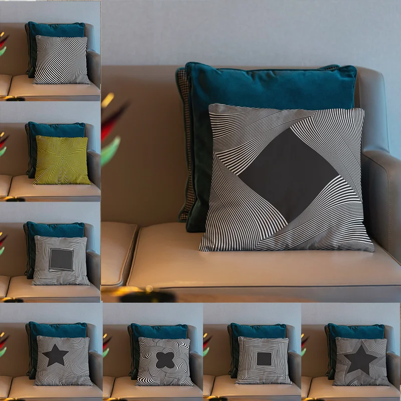 

High Quality Home Decoration Living Room Sofa Square Pillowcase Star Square Printing Office Car Seat Soft Cushion Washable