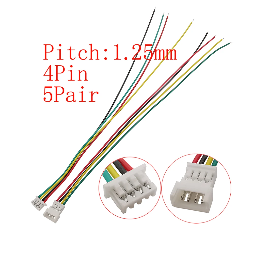 

Micro JST 1.25mm разъемы 2/3/4/5/6 контакта с проводами 150мм 28AWG