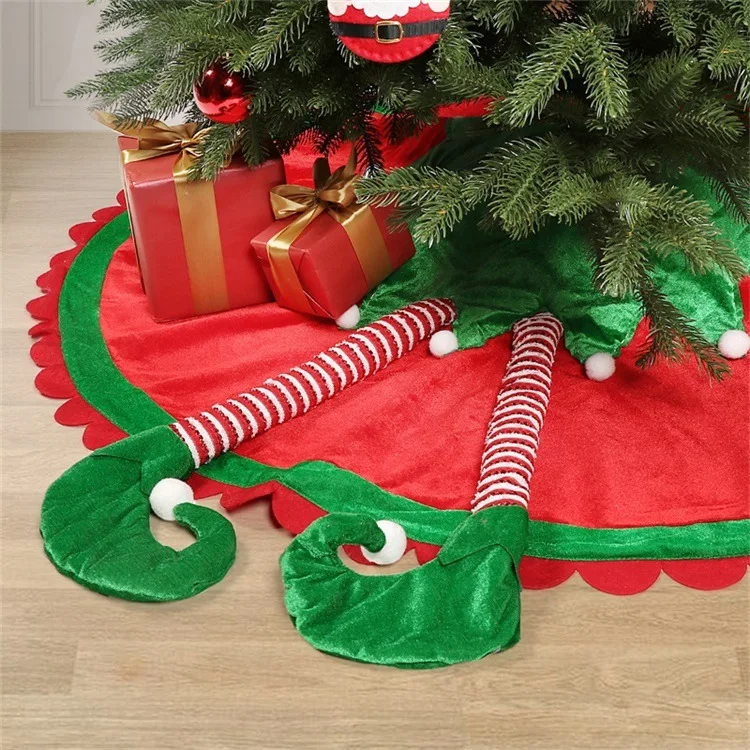 

New Year Christmas Tree Skirts Decorations Christmas Artificial Elf Leg Tree Skirt Ornaments Non-woven Tree Skirts Decor