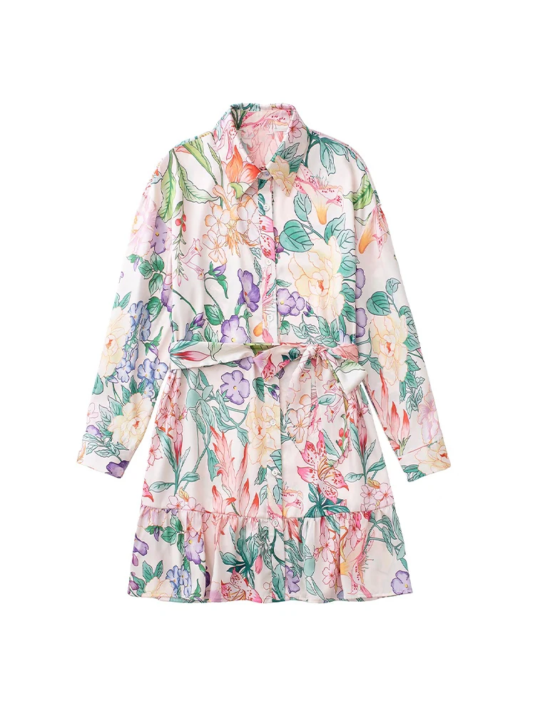 

Женское платье-рубашка с цветочным принтом, на пуговицах