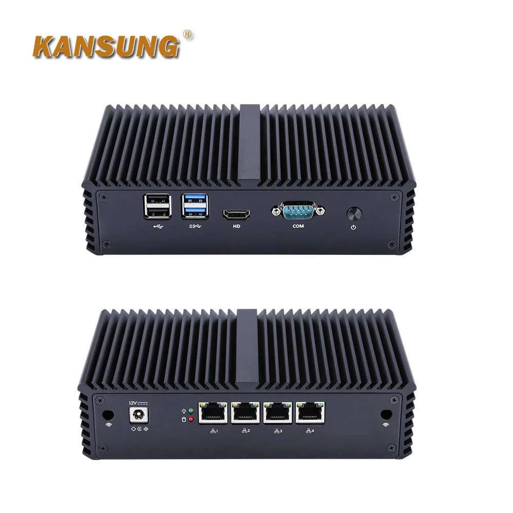 KANSUNG Mini PC Router Firewall 4 Gigabit LAN Micro X86 Computer Intel Pentium 3805U Windows 10 Ubuntu Linux Fanless Nettop
