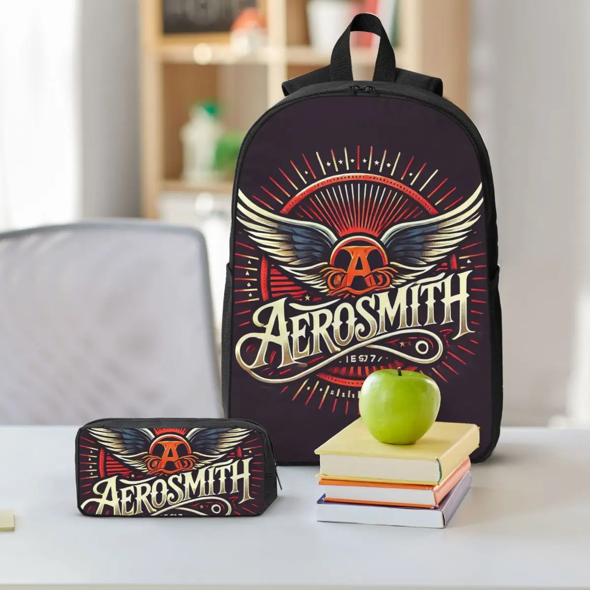 Рюкзак Rock Aerosmith Band (3) Студенческий рюкзак для мальчиков и девочек, школьная сумка, сумки на плечо для ноутбука, изолированная сумка для обеда 3 шт., пенал (art.: 3920d05e225a9) - 3920d05e225a9