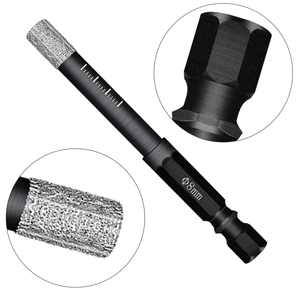 

Diamond Drill Bit Tipped Wax Inside 6mm/8mm Black Ceramics Drilling Dry