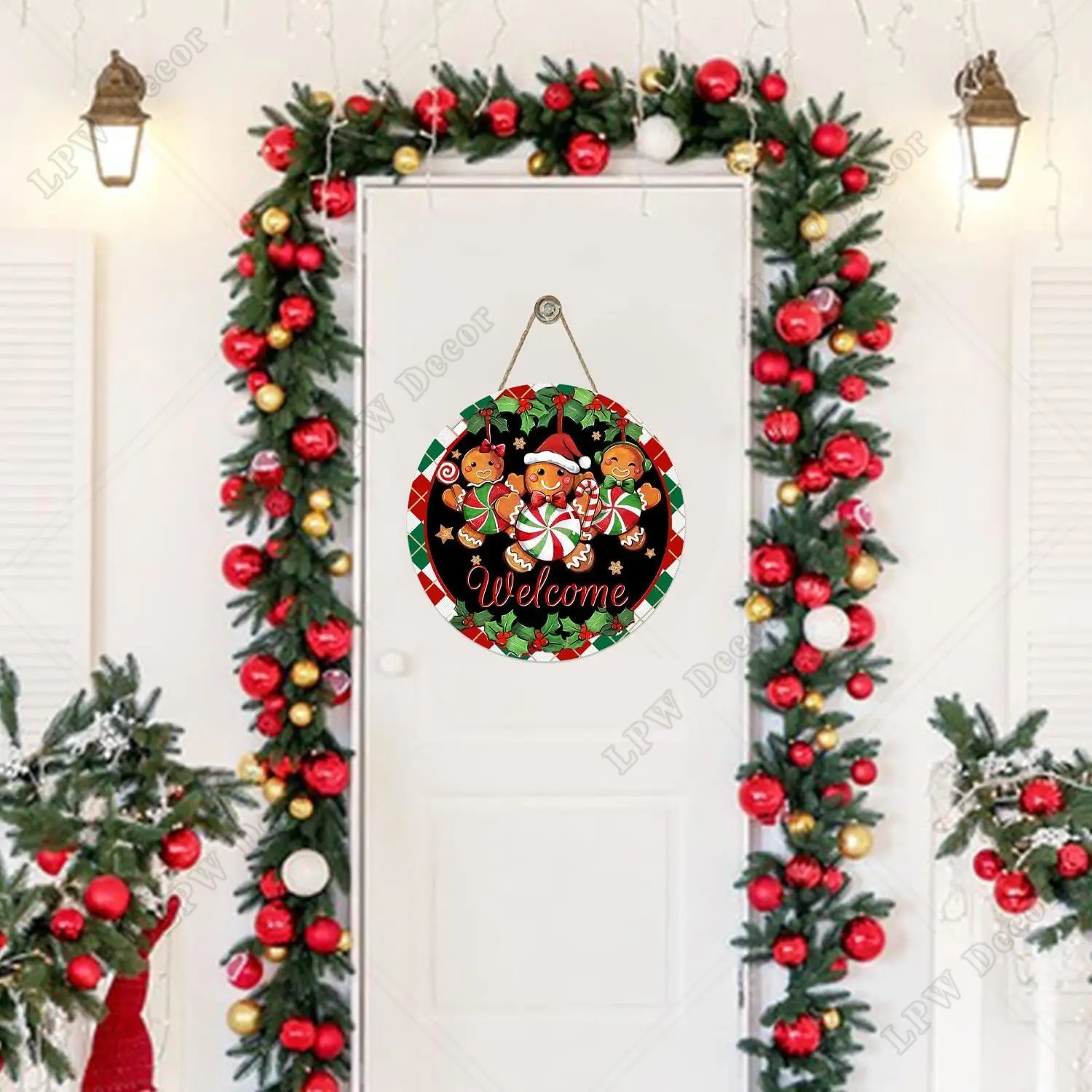Добро пожаловать Рождественский имбирный человечок значок на входную дверь