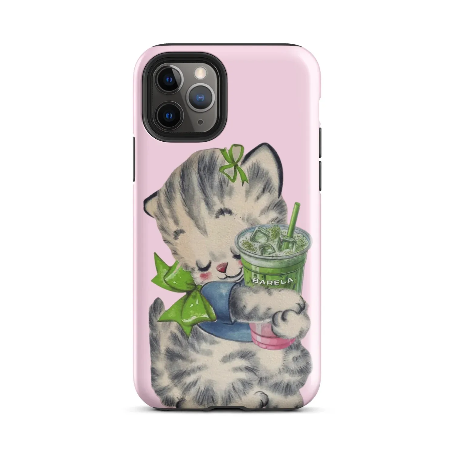 Фото Чехол Clmj Swag MATCHA CAT для iPhone 17, 16e, 16, 15, 14, 13, 12, 11, X, XS, XR, XSMAX, 7, 8, Air, Pro, Max, Plus — роскошный двухслойный чехол №1