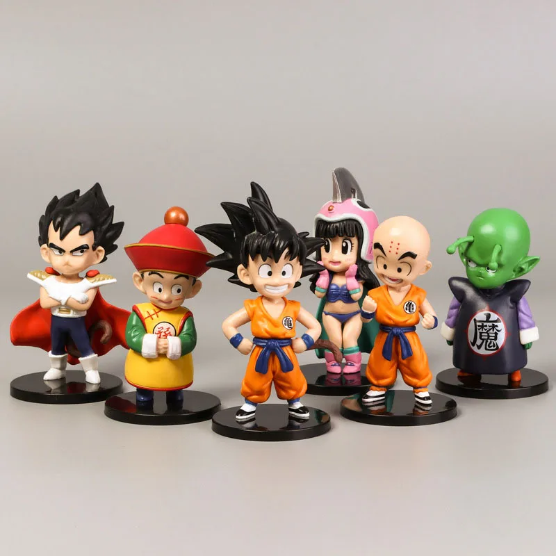 

Bandai Dragon Ball Son Goku Vegeta Iv Chichi Kuririn сын пикколо Gohan, шесть моделей, офисный стол, автомобиль, орнамент, фанаты, лучший подарок для детей