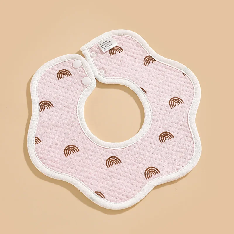 Toalha De Saliva Do Bebê Recém-nascido Algodão Puro Impermeável Malha Petal Bib Double Snap Closure Soft E Absorvente 1 шт.