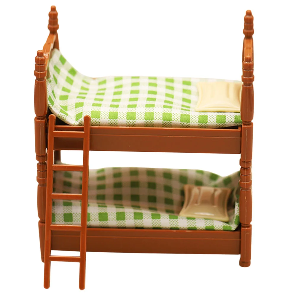 

Dollhouse Double Bed Mini Accessory Miniature Bunk Toy Wardrobe Model Furniture Accessories Prop Decorate Adornment
