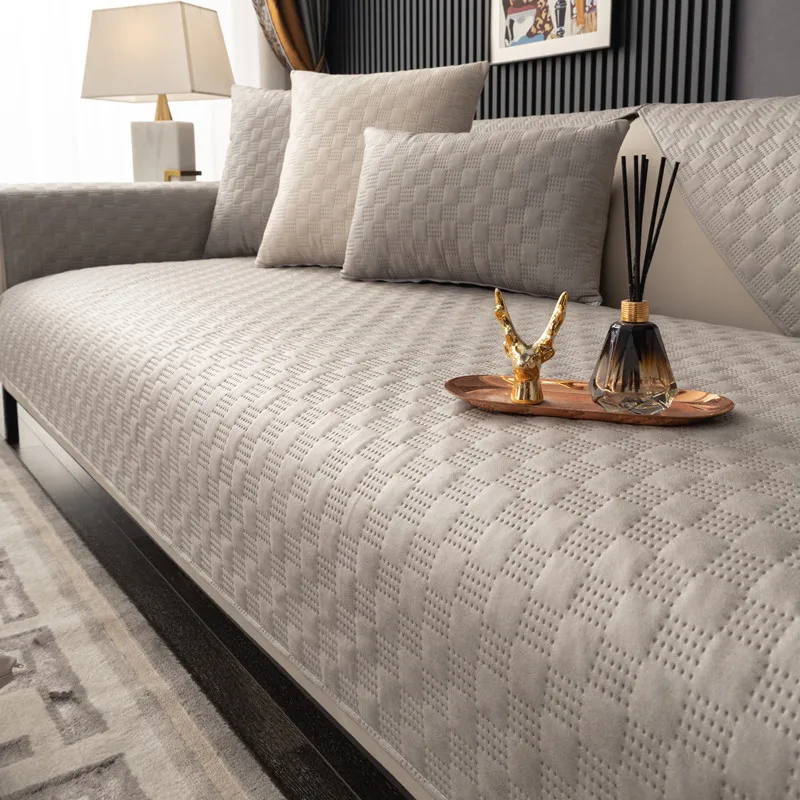 Универсальный чехол для дивана однотонный водонепроницаемый в маленькую клетку