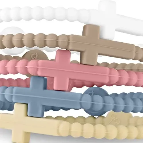 5 шт. милый простой красочный браслет с крестом силиконовый эластичный круглый из