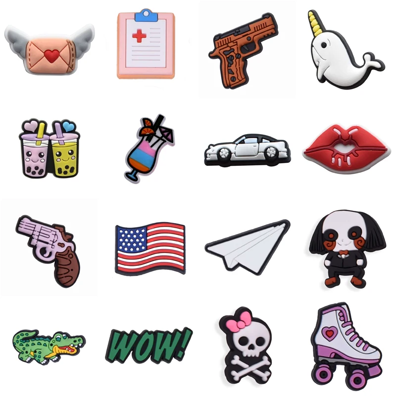 

Shoe Charms Accessories Fits for Crocs Single Sale 1pcs Decorations PVC Buckle for Kids Party Christmas Gifts Pins