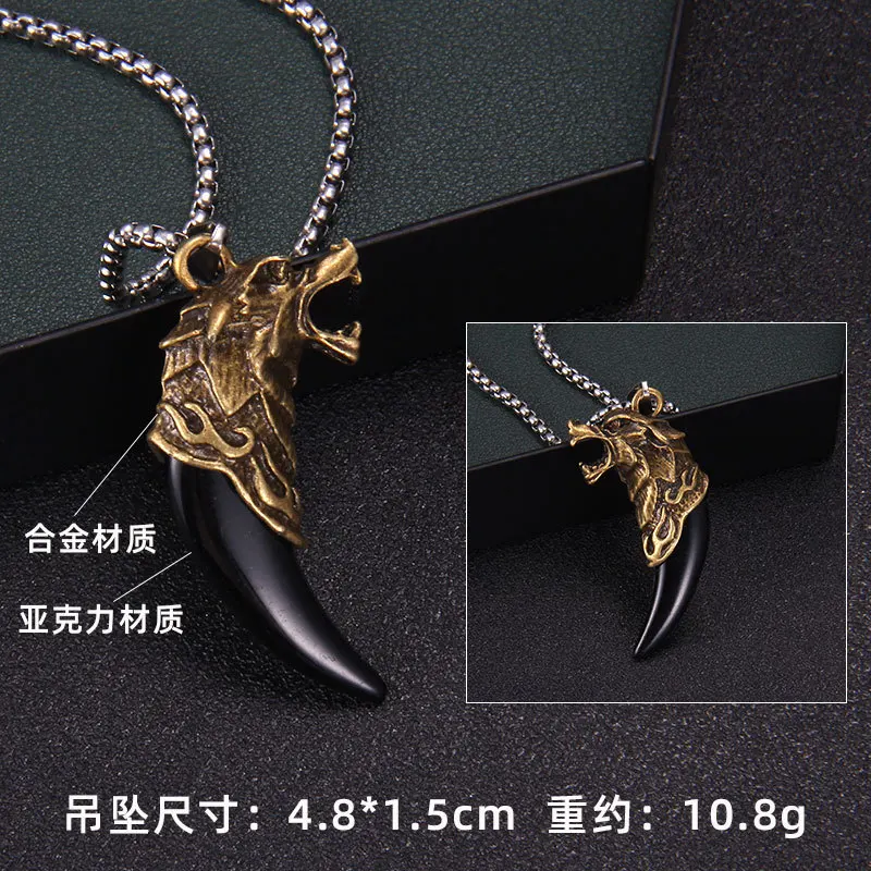 Ожерелье с подвеской в этническом стиле для мужчин кулон виде храброго волка